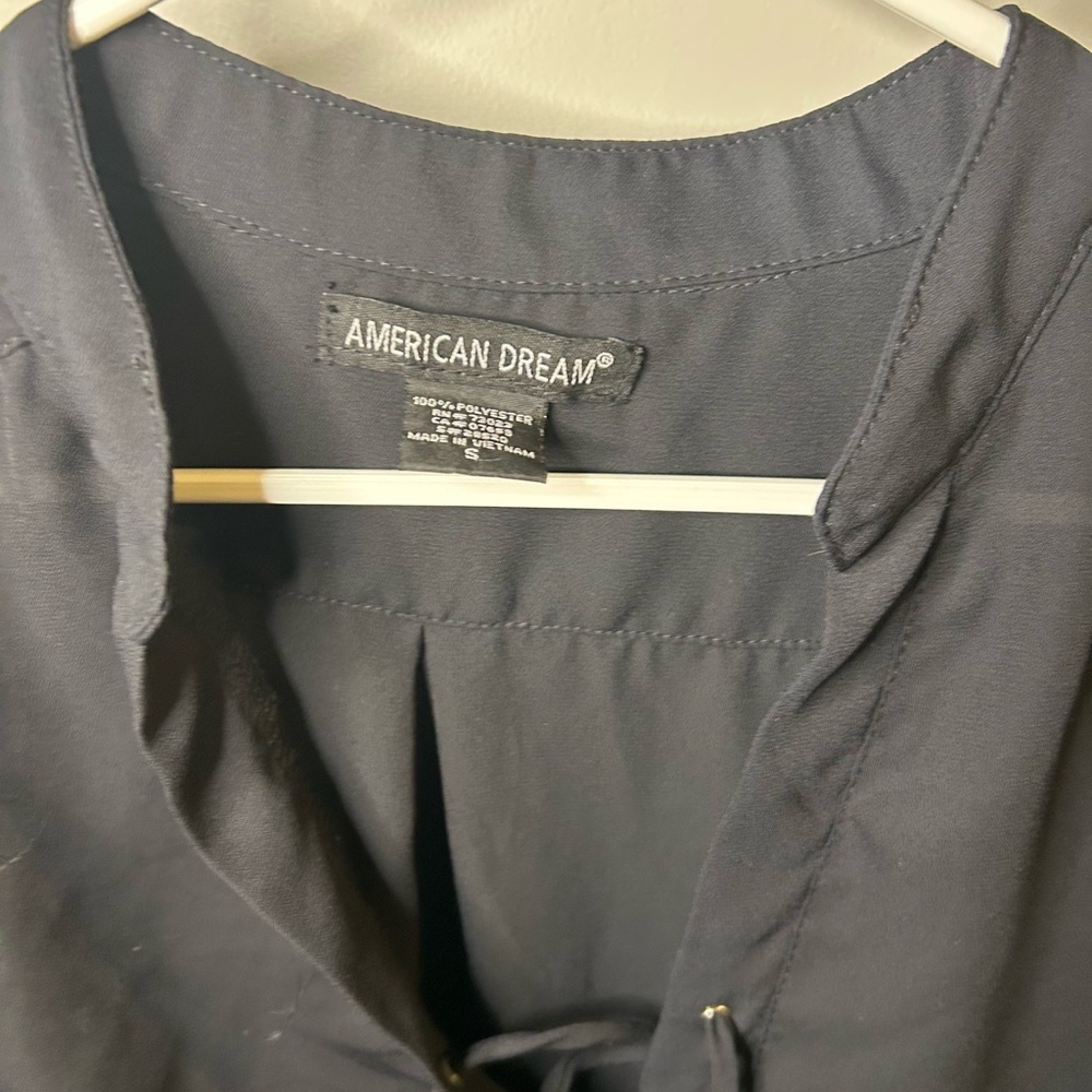 American Dream Black Lace-Up Blouse - Picture 3 of 6